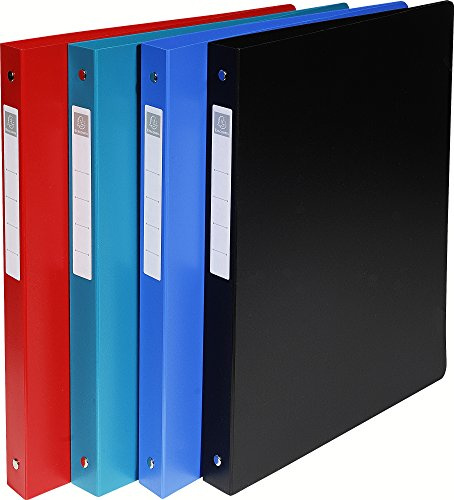 Exacompta 51280E Premium Ringbuch OPAK DIN A4 aus festem Kunststoff mit 4 Ringen 30 mm breit 1 Stück Zufallsfarbe ideal für Schule und Büro Ringhefter Ringordner Ringbuchordner