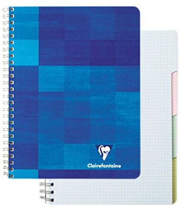 Clairefontaine 8139C - Vokabelheft / Adressbuch DIN A4 21x29,7 cm, mit 4 Blanko-Taben, 112 Blatt kariert 90g, farbig sortiert, 1 Stück