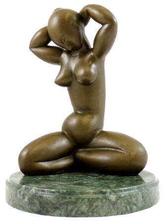 Moderne Bronzefigur - Karyatide - signiert - Amedeo Modigliani - Modern Art Skulptur in Bronze - Luxus Dekoration - Statue auf Marmorsockel - Wohndeko - Innen