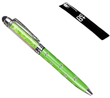 Bolígrafo y lápiz óptico para Pantallas táctiles capacitivas 2 en 1 de Calidad, diseño con Cristales. Un recargas de Tinta Incluidas, Verde Lima