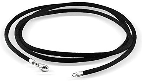 Findout 2mm schwarze Seidenschnur-Halskette mit Karabinerverschluss, Unisex, 925er Sterlingsilber weiche glatte Seidenschnur-Ketten für Damen Herren Mädchen Jungen 14-36 inch