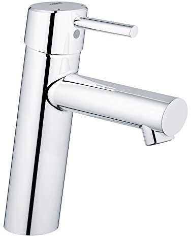 Grohe Concetto Badarmatur - Waschtischarmatur (M-Size, glatter Körper, mit Temperaturbegrenzer) 23451001 Silber
