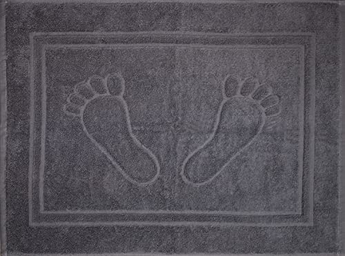 Unbekannt Duschvorleger, Badematte, Frottee, Frottier, 50 x 70 cm, Uni einfarbig, Badvorleger, 100% Baumwolle (grau-Füße)