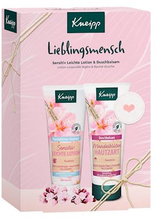 Kneipp Geschenkpackung Lieblingsmensch - Set: Duschbalsam Mandelblüten Hautzart (200ml) + Mandelblüten Hautzart Sensitiv Leichte Lotion (200ml) - inkl. Geschenkbox