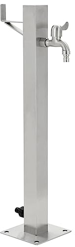 vidaXL Fontanella a Colonna Acciaio Inox 65 cm Quadrata Irrigazione Giardino