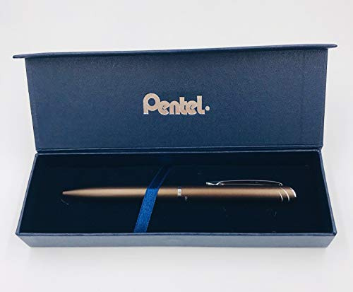 Pentel BL2007 EnerGel Tintenroller, hochwertig, einziehbar, Spitze 0,7 mm, Korpus aus mattem Metall, Braun – Geschenkbox