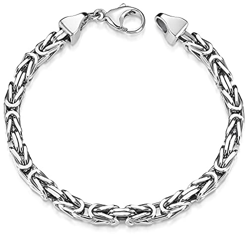Königskette Silber 925 Herren Armband 31,5g diamantiert rhodiniert SA-10 | Massives Silberarmband für Männer 5,4mm breit aus echtem 925 Sterling Silber in 19-24cm von MATERIA by Matthias Wagner
