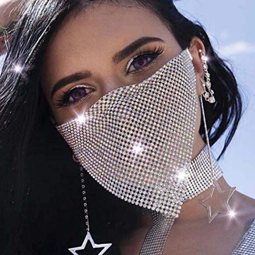 IYOU Boho Kristall Gesichtskette Gittergewebe Maskerade Maske Strass Partys Ball Kostüme Bauchtanz Bühne Venezianische Karneval Kleid Masken Schmuck für Frauen