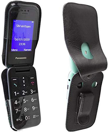 caseroxx Ledertasche für Panasonic KX-TU400EXC | Hochwertige Tasche mit Gürtelclip zum sicheren Tragen am Gürtel, aus Echtleder
