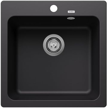 BLANCO NAYA 5 | Granitspüle aus SILGRANIT schwarz | [51,5x51x21,2 cm] | für 50 cm breite Unterschränke | Großes Beckenvolumen | Reinigungsfreundliche Öberfläche