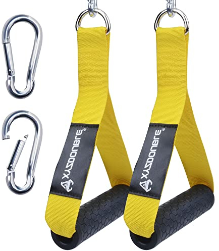 Resistance Bands Handle Cable Attachments Heavy Duty Cable Machine Attachment Fitness Grip with Solid ABS Cores Durable Carabiners for Cables Crossover LAT Pull Down Home Gym Yellow