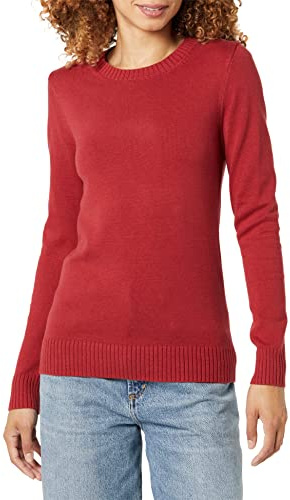 Amazon Essentials Jersey en Algodón de Cuello Redondo (Disponible en Tallas Grandes) Mujer, Rojo Oscuro, L