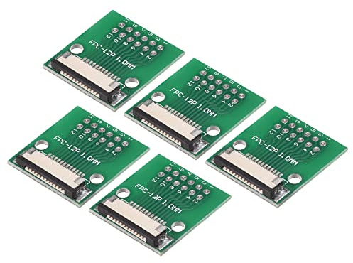 sourcing map FPC FFC Converter Connector Board 12P 1.0mm on Socket Side, Back 0.5mm, to DIP 2.54mm for LCD 3D Printer DVD TV Laptop Audio Pack of 5