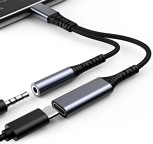 Adapter USB C Auf Kopfhörer und Laden, Adapter USB TYP C auf 3,5mm Klinke - PD 60W Schnellladung, USB C aux Klinke Adapter für Samsung Galaxy A54 A53 A34 A33 S23 S22 S21 S20, Google Pixel