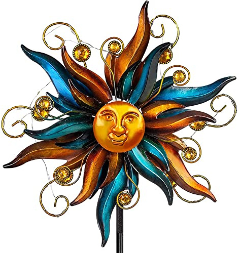 VEWOGARDEN Garden Solar Wind Spinner, Sun Outdoor Metal Wind Sculpture Yard Art Decor for Patio, Lawn & Garden