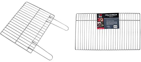 Imex El Zorro 71676 Grille de barbecue en zinc 62 x 41 cm & I LOVE BBQ - Grilles de Cuisson Barbecue et fumoir - Grille BBQ 62x35 - Matière : Acier chromé - Dimensions : 62 x 35cm - sans poignées 1073
