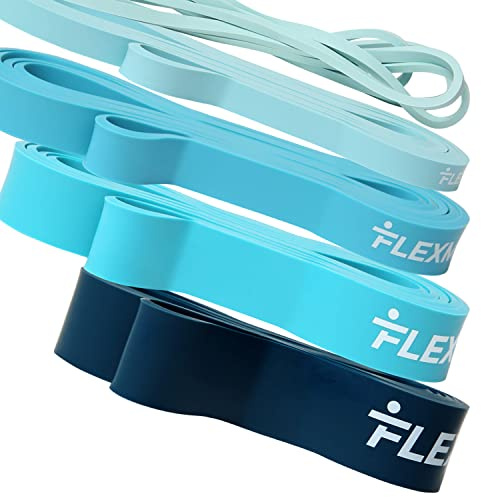 Motståndsband för träning av flexmate – 5 motståndsnivåer dra upp assistentband set – 100% latex fitnessband för sjukgymnastik, styrka, tyngdlyftning, crossfit – träningsguide ingår