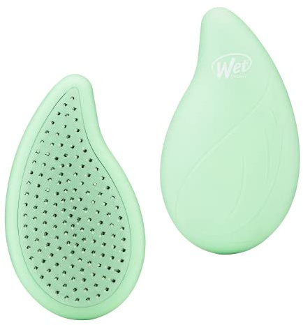 WetBrush Go Green Palm Detangler with Ultra Soft Intelliflex Bristles to Gently Separate Knots With Ease, Unique Shape for Comfort Palm Fit, Infused with Tea Tree Oil for Scalp Health, Green