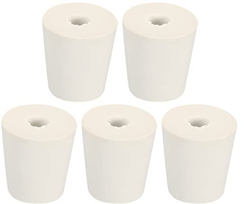 sourcing map 5Stk Gummi Konisch Stecker 22mm bis 28mm mit Loch Test Rohre Stöpsel Stopfen Weiß für Lab Haus