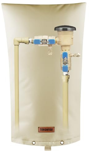 TOHONFOO Backflow Preventer Pipe Insulation Cover (5°F) - Irrigation Sprinkler Valve Insulated Pouch - Water Well Pump Cover - Sturdy 5 Layers for Winter Freeze Protection, 14 W x 26 H, Beige