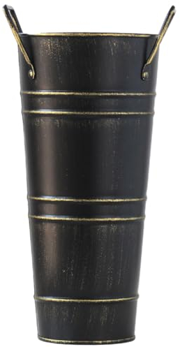 PartyKindom Retro Iron Flower Bucket with Handle Compact Metal Flower Container for Indoor Tabletop Decoration and Arrangement