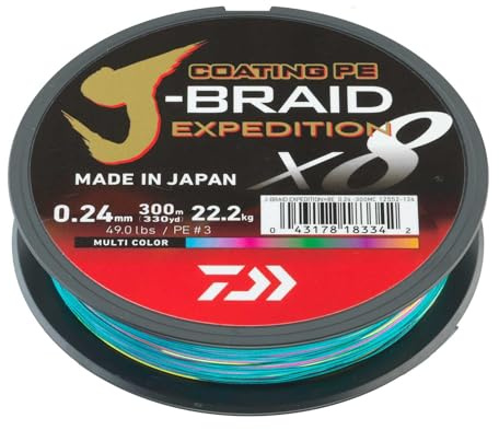 DAIWA J-Braid Expedition X8E 12552-113 0,13 mm 8,4 kg 300 m Multi-Couleur Fil de pêche tressé