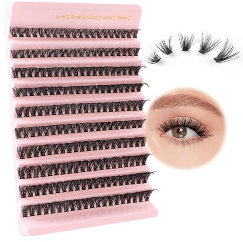Poiuyoiu Falsche Wimpern Extensions Einzelne Wimpern 50D Cluster Lashes 8-16mm Gemischte Länge Künstliche Wimpern Flauschige Fake Lashes Wiederverwendbar DIY zu Hause