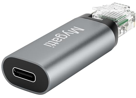 Mygatti USB C auf Ethernet Adapter(Gray),Typ-C Buchse auf RJ45 Stecker,tragbarer 1 Gbit/s USB C auf Netzwerk Konverter,unterstützt C-C und A-C Kabel,kompatibel mit MacBook Pro,iPad Pro