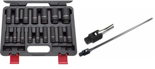 US PRO 16PC 1/2'' Dr 6-Point European Deep Impact Socket Set B1340 & 1/2 dr Power Breaker Bar 30 2094