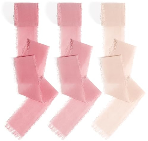 SereneGLow Rosa Chiffonband Schleifenband Rosa Rosa Schleife 4cm X 18m Geschenkband Breit Hochzeit Stoffband Seidenband Geschenkbänder Hochzeit Wedding Peach Organzaband