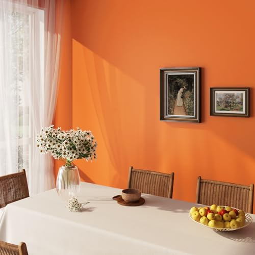 ReWallpaper 60cm×5m Papier Peint Vintage Orange Papier Adhesif pour Meuble Cuisine Mat Papier Peint Adhesif pour Porte Armoire Escalier Adhesif Mural Decoratif Uni Salle de Bain Imperméable