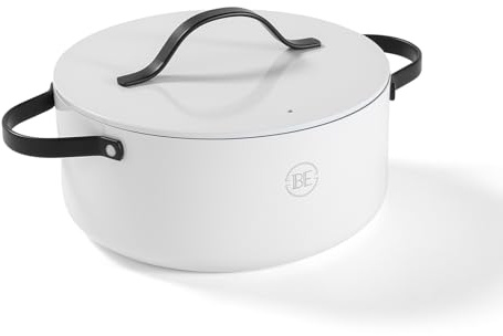BE Living Essential Schmortopf mit Deckel – Ø 24 cm – Keramische Antihaftbeschichtung – Induktionsgeeignet – Ohne PTFE und PFOA – Weiß