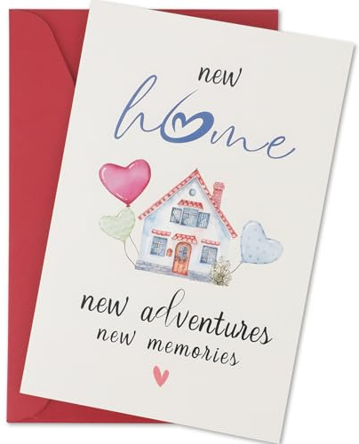 XIHIRCD Carte Nouvelle Maison, 20,5x13,5cm Carte de Nouvel Appartement avec Enveloppe Carte pour Pendaison de Crémaillère Carte-Cadeau de Pendaison de Crémaillère Home Sweet Home (Rouge)