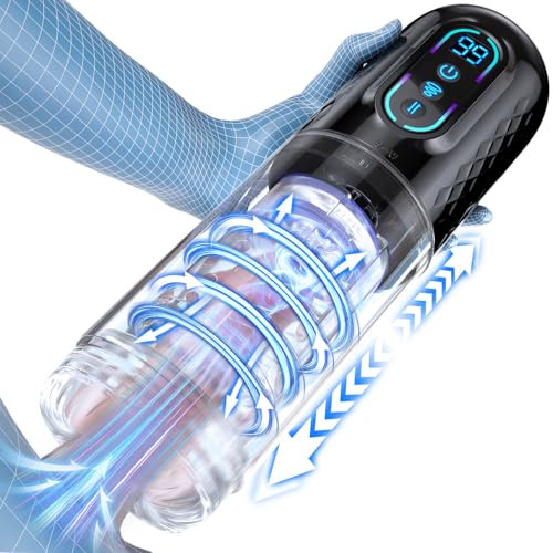 Masturbieren für Männer Sexspielzeug für die Männer mit 9 Modi Teleskopfunktion und Rotierender Massagefunktion 3D Elektrischer Masturbator Pussy Taschenmuschi Penis