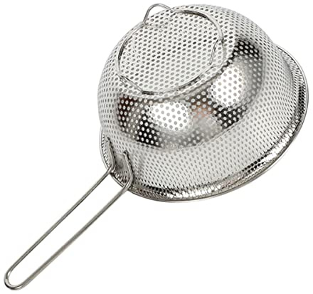 LEIXIUSM Stainless steel Net Spoon Pasta Cleaning Sieve Frying Fries cm Mini Rice Strainer Sieve: Presentation Long Home Kitchen Micro- Oil Basket Slotted Accessory and Shrimps Food Noodles Foldable m