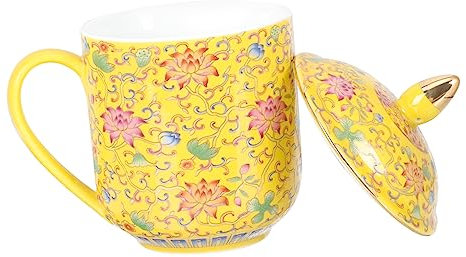 OFFSCH Keramiktasse Mit Deckel Und Teesieb Teetasse Aus Hochwertiger Keramik Für Teezeremonien Zuhause Und Büro Geeignet Retro-stil Tasse Zum Servieren Von Tee