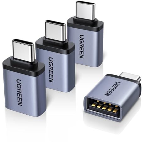UGREEN Adattatore USB C a USB A 3.2 10Gbs 4 Pezzi Maschio a Femmina Convertitore OTG Type C Thunderbolt 3 Portatile Compatibile con MacBook Pro Air iMac iPhone 17 Pro Max Air iPad Galaxy S25 Dell XPS