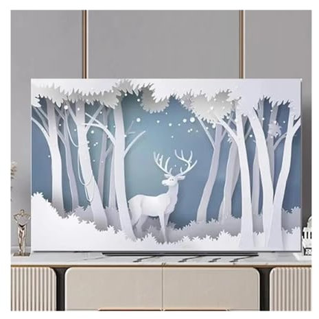 Housse de Protection Télévision Capot de télévision TV housse anti-poussière tissu 32-75 pouces mignon mode Style européen moniteur couverture protéger écran LED Housse écran TV(02,75inch(175x100cm))