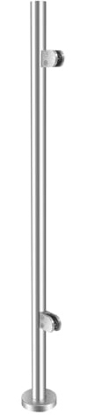 110cm Balustrade Post, Stainless Steel Railing Fence Pole Railing Post with Glass Clamps and Rubbers, for Balcony Patio Stairs Various Indoor Fences, End post
