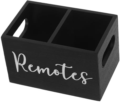 Holibanna Organizador Práctico de Madera de Control Remoto Rústica con Diseño de Múltiples Compartimentos Almacenamiento en para Sala y Dormitorio