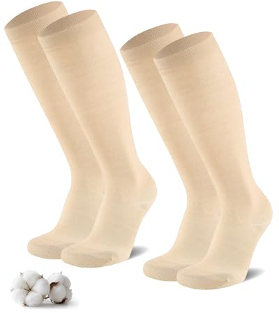 Niofind Calze a Compressione Graduata Donna e Uomo – 2 Paia di Calze al Ginocchio e Calze Elastiche – In Cotone 65% – Ideali per Sport, Lavoro, Viaggio e Gravidanza