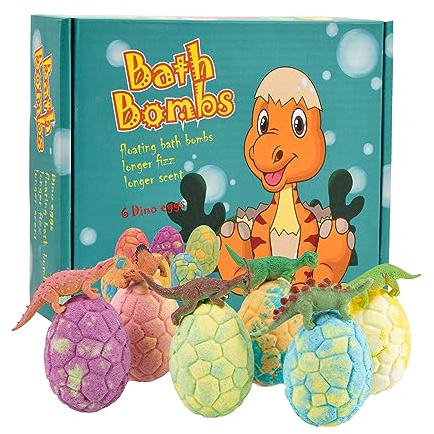 Culinavog Bombe da Bagno, Set regalo di bombe da bagno, 6 bombe da bagno a sorpresa Dinosauro, Giocattolo da Doccia per Bambini per il bagno e la spa Regali di Compleanno Bambini e Bambine
