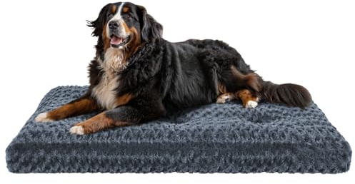 Homaxy Hundebett Grosse Hunde, Flauschig Ergonomisches Hundematte Hundekissen waschbar Hundebetten mit rutschfest Unterseite für Große Hunde, 120x74x10cm, Dunkelgrau
