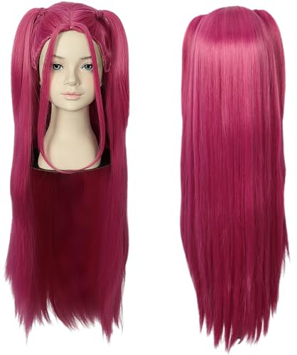 Linfairy Peluca larga y recta para disfraz de Halloween fiesta cosplay anime unisex (Rosa, Small)