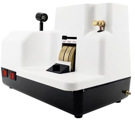 Machine de polissage et de meulage 90 W, machine à polir les verres, avec 3 meules et éclairage, 3 niveaux de finesse de meulage, for résine, verre et lentilles