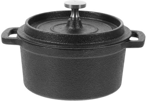DECORNIJIA Cast Iron Pot Small Milk Pot with Lid and Dual Handles Rust Resistant Iron Saucepan for Boiling Milk Heating Food for Kitchen Accessory