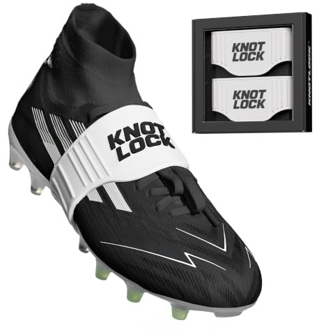 KnotLock – White/Black | Shoelace Band for Football Boots | Pure Silicone Lace Holder
