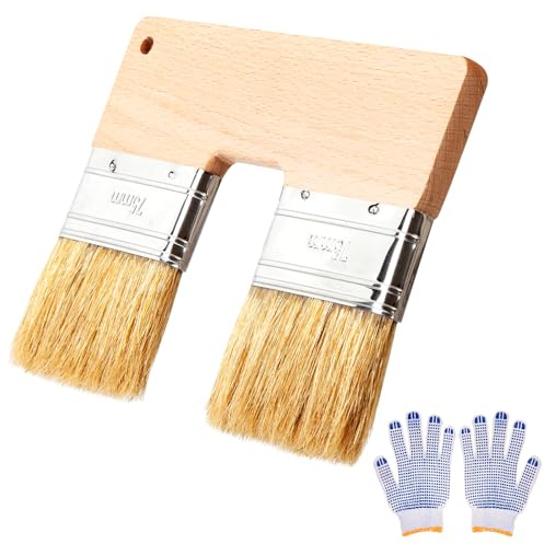 Double Paint Brush, 3 Inch U-Shaped Double Brush, Reusable Double Color Paint Brush Art Tool for Wall Paints Glues Stains Watercolor Oil