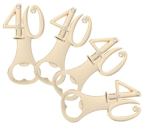 Ciieeo Apribottiglie Pratico e Creativo Numero 40 Set 4 Pezzi in Lega di Zinco Bomboniere Accessorio da Bar per Feste di Compleanno per Amici e Famiglia
