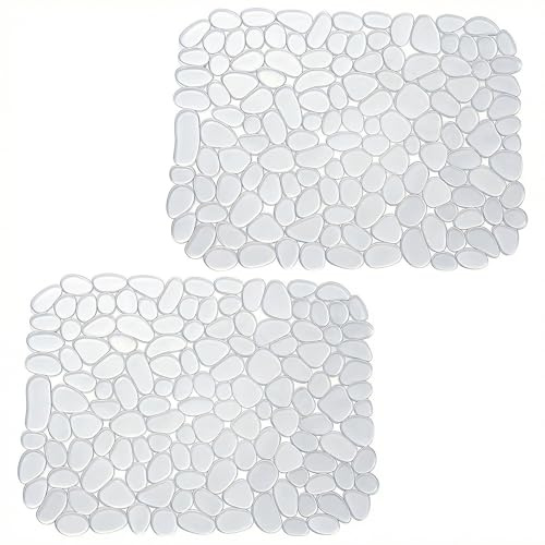 2 Pcs Sink Protector Mat, Cuttable 40x30cm Clear Kitchen Sink Mat for Belfast Sink Protector, Fast Draining Board Mats for Dishes, Glassware, Ceramic & Stainless Steel Sink